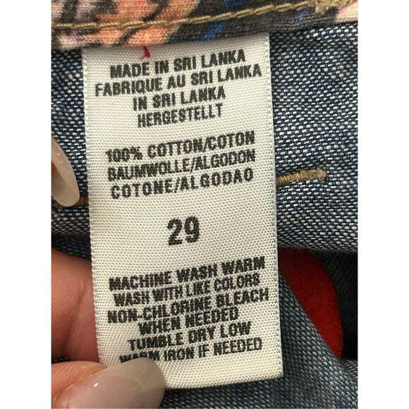 Y2K Lucky Brand Jeans Japanese Ukiyoe Art Pattern Cropped Jeans size 29 Hippie - Picture 7 of 12